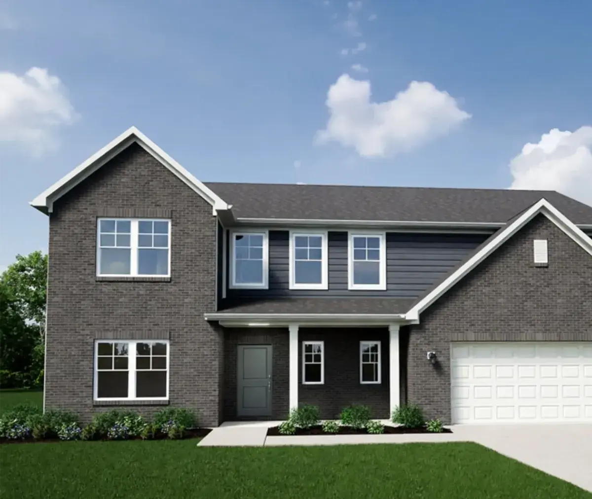 Two-story brick exterior new construction site-built home by Silverthorne Homes, a Clayton company.